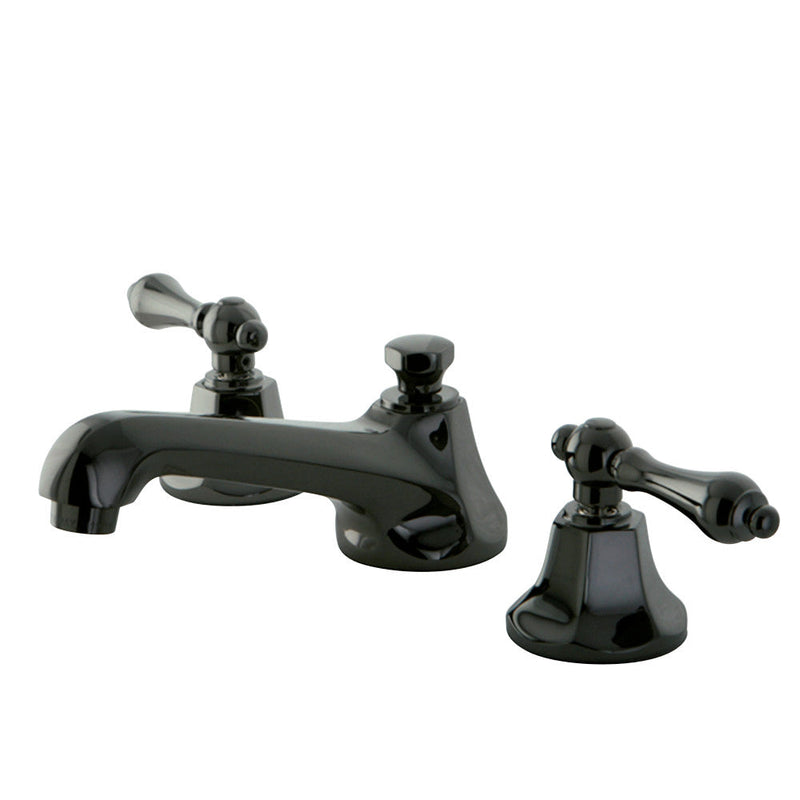 Kingston Brass NS4467AL Widespread Bathroom Faucet, Black Stainless Steel/Polished Chrome