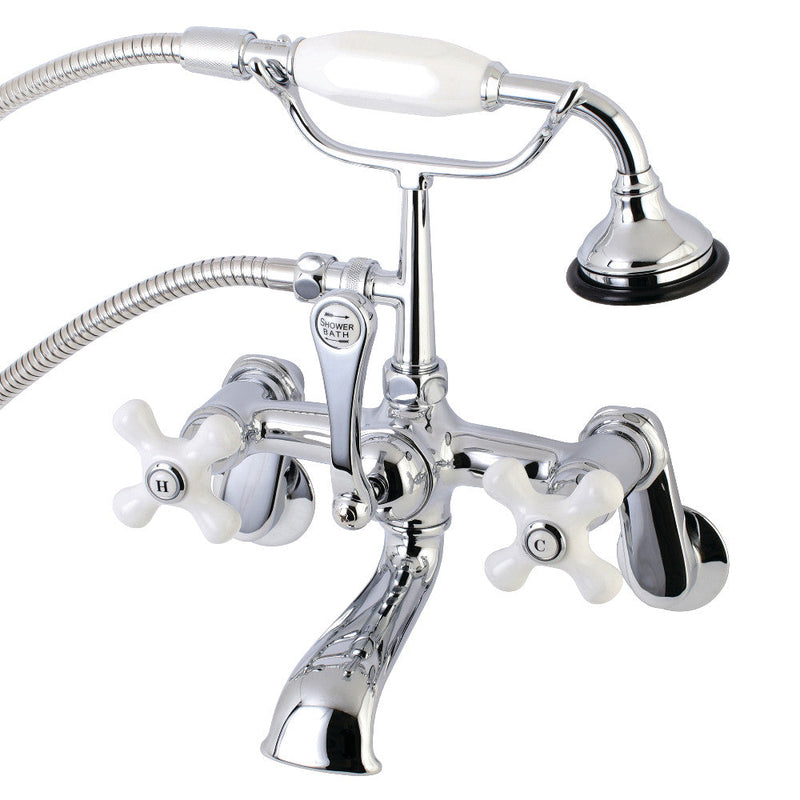 Kingston Brass AE59T7 Aqua Vintage Wall Mount Tub Faucet with Hand Shower,