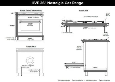 ILVE 36 in. Nostalgie Series Single Oven Natural Gas Burner and Oven in Glossy Black with Chrome Trim, UPN90FVGGNXNG