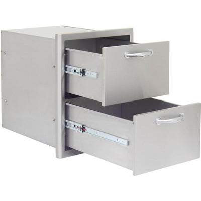 Blaze 16" Double Access Drawer in Stainless Steel finish (BLZ-DRW2-R)
