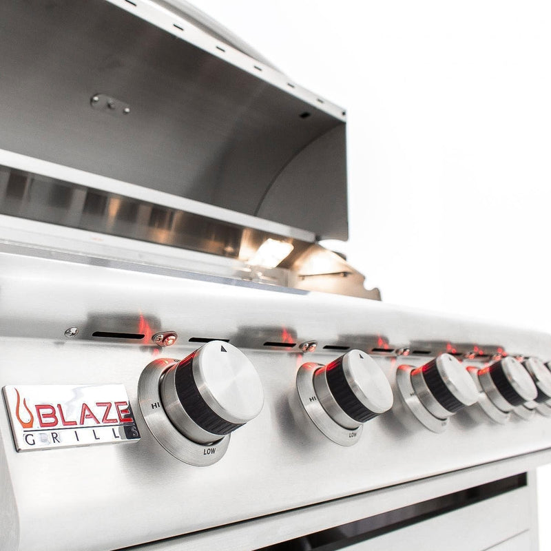 Blaze Premium LTE 40" 5-Burner Built-In Liquid Propane Grill With Rear Infrared Burner & Grill Lights (BLZ-5LTE2-LP/NG)
