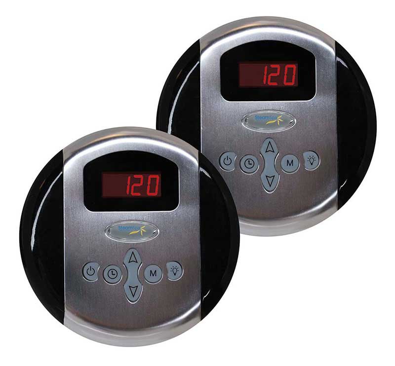 SteamSpa Programmable Dual Control Panels in Brushed Nickel