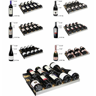 Allavino VSWR128-1SL20 128 Bottle 24 inch Wide FlexCount II Tru-Vino Single Zone Stainless Steel Left Hinge Wine Refrigerator