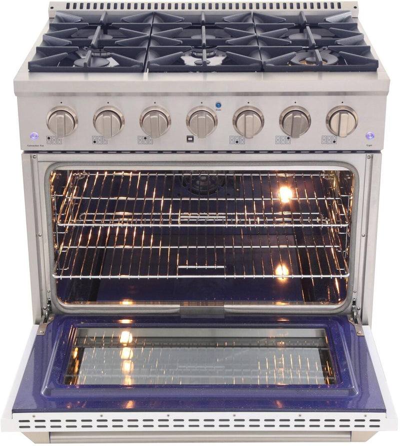 Kucht Professional 36 in. 5.2 cu ft. Natural Gas Range with Color Door and Silver Knobs (KNG361)