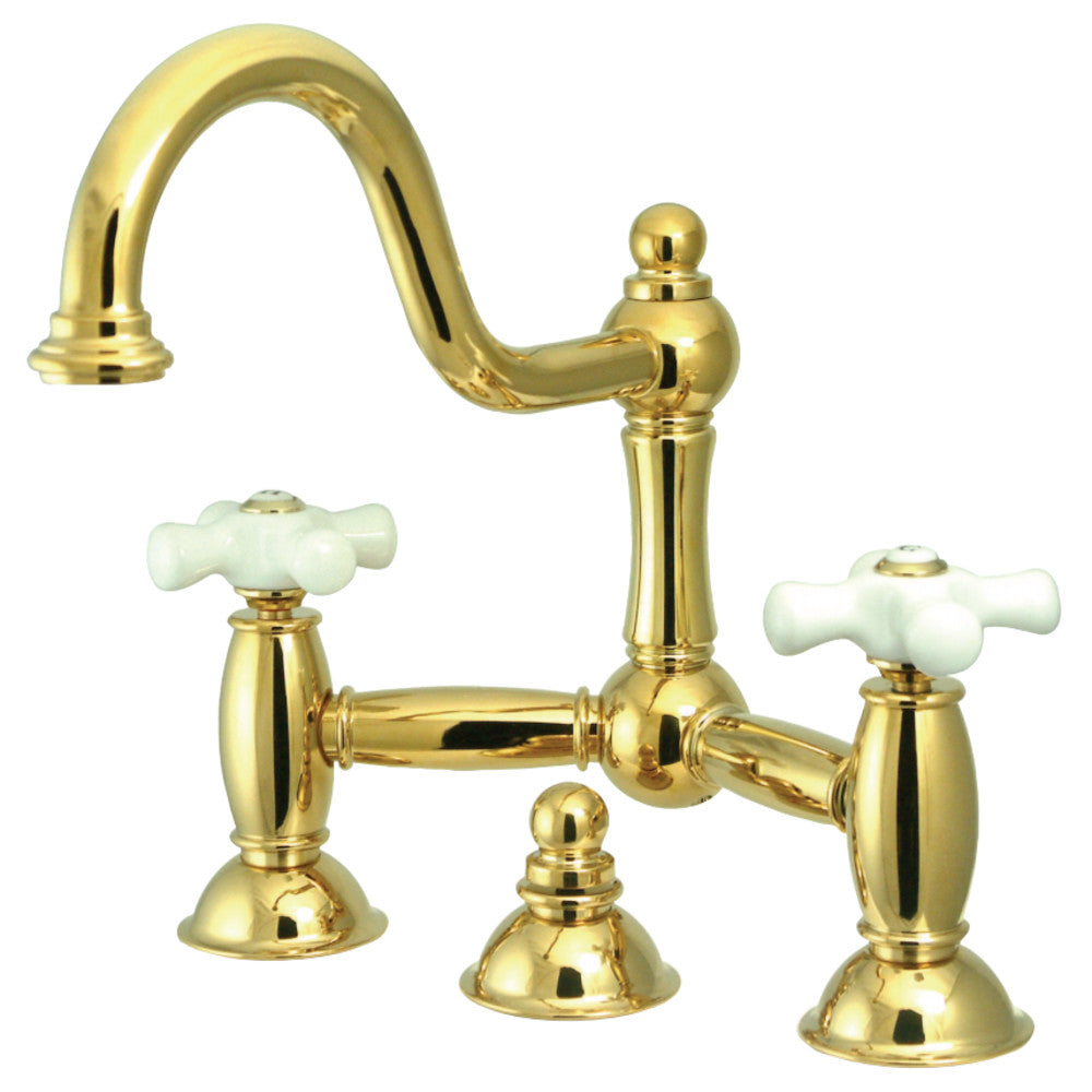 Kingston Brass KS3911PX Restoration Bathroom Bridge Faucet, Polished Chrome