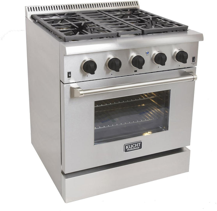 Kucht Professional 30 in. Natural Gas Burner/Electric Oven Range in Stainless Steel with Color Knobs, KRD306F / KRD306/LP