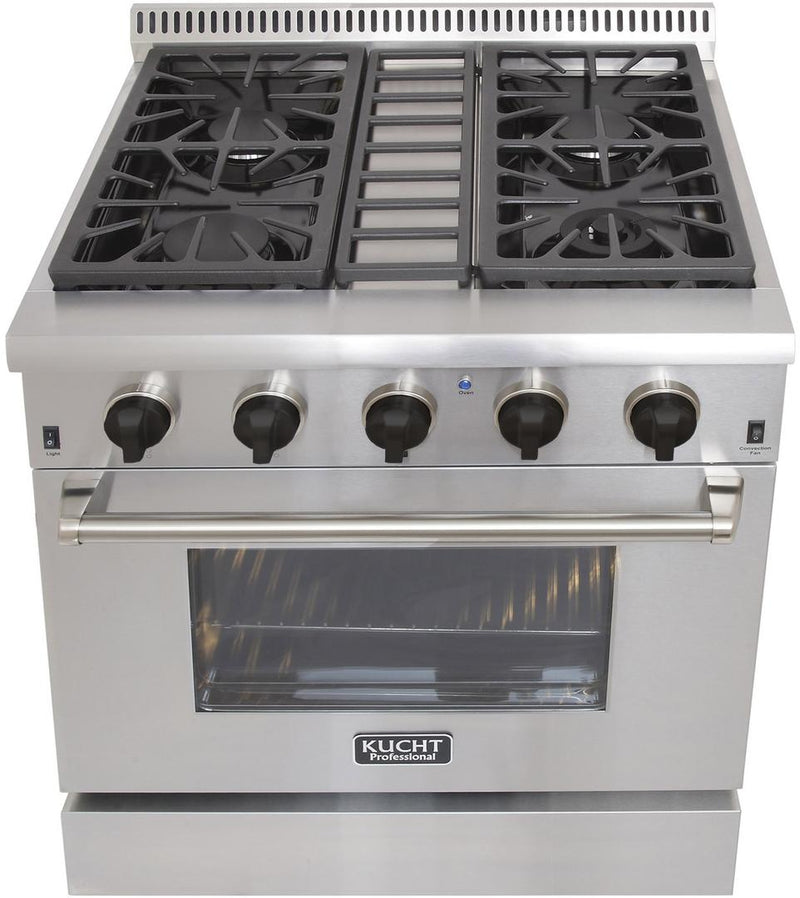Kucht Professional 30 in. Natural Gas Burner/Electric Oven Range in Stainless Steel with Color Knobs, KRD306F / KRD306/LP