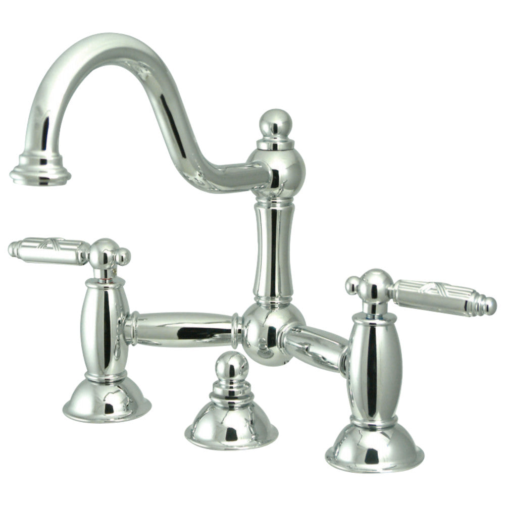 Kingston Brass KS3918GL Restoration Bathroom Bridge Faucet, Brushed Nickel