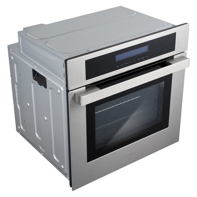 Cosmo 24 in. 2.5 cu. ft. Single Electric Wall Oven w/8 Functions and True European Convection in Stainless Steel - C106SIX-PT
