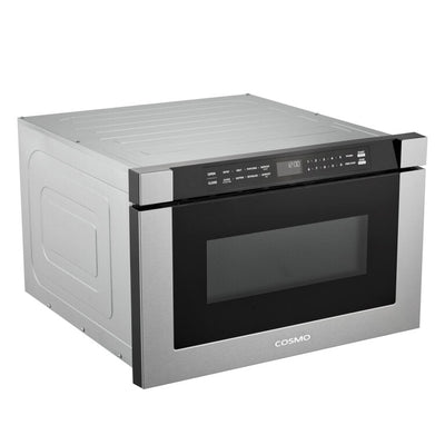 Cosmo 24 in. Built-in Microwave Drawer with Automatic Presets, Touch Controls, Defrosting Rack and 1.2 cu. ft. Capacity in Stainless Steel -&nbsp;COS-12MWDSS-NH