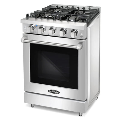 Cosmo 24 in. Slide-In Freestanding Gas Range with 4 Sealed Burners, Cast Iron Grates, 3.73 cu. ft. Capacity Convection Oven in Stainless Steel - COS-EPGR244