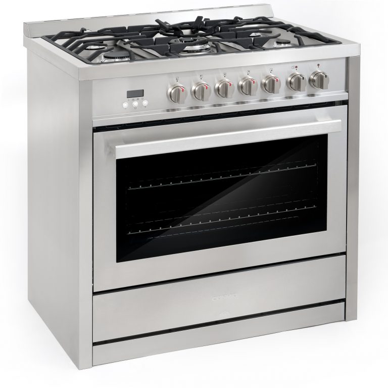 Cosmo Commercial-Style 36 in. 3.8 cu. ft. Single Oven Dual Fuel Range with 8 Function Convection Oven in Stainless Steel - COS-F965