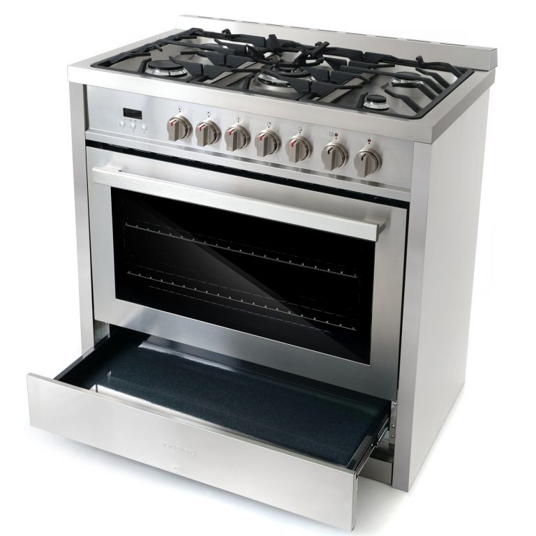 Cosmo Commercial-Style 36 in. 3.8 cu. ft. Single Oven Dual Fuel Range with 8 Function Convection Oven in Stainless Steel - COS-F965
