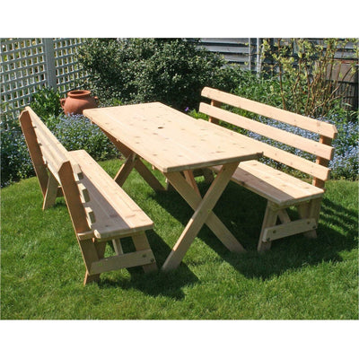 Creekvine Designs Cedar 6' Cross Legged Picnic Table with (2) Backed Benches