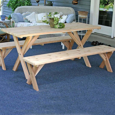 Creekvine Designs Red Cedar 10' Picnic Table with Detached Benches