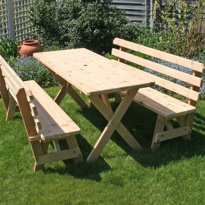 Creekvine Designs Red Cedar 4' Picnic Table with Backed Benches