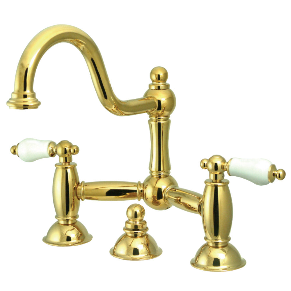 Kingston Brass KS3911PL Restoration Bathroom Bridge Faucet, Polished Chrome