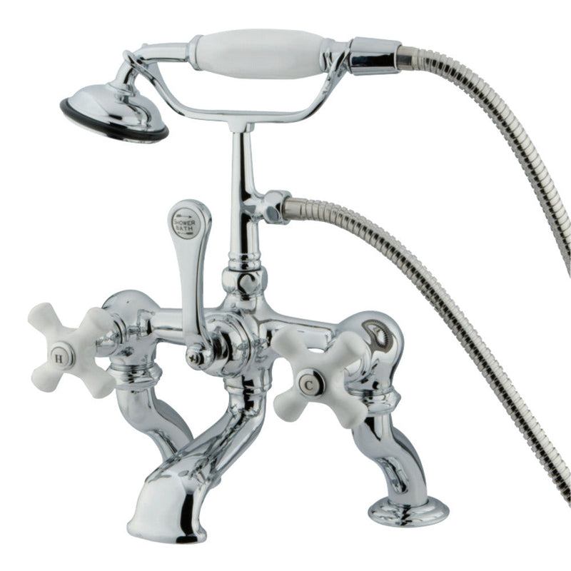 Kingston Brass CC417T2 Vintage 7-Inch Deck Mount Tub Faucet with Hand Shower, Polished Brass
