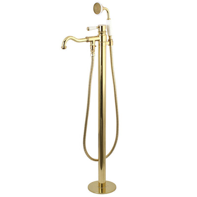 Kingston Brass KS7135DPL Paris Freestanding Tub Faucet with Hand Shower,