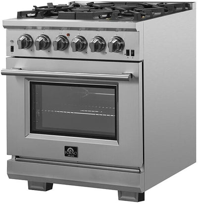 Forno 30″ Pro Series Capriasca Gas Burner / Electric Oven in Stainless Steel 5 Italian Burners, FFSGS6187-30