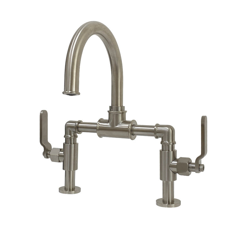 Kingston Brass KS2171KL Whitaker Industrial Style Bridge Bathroom Faucet with Pop-Up Drain, Polished Chrome