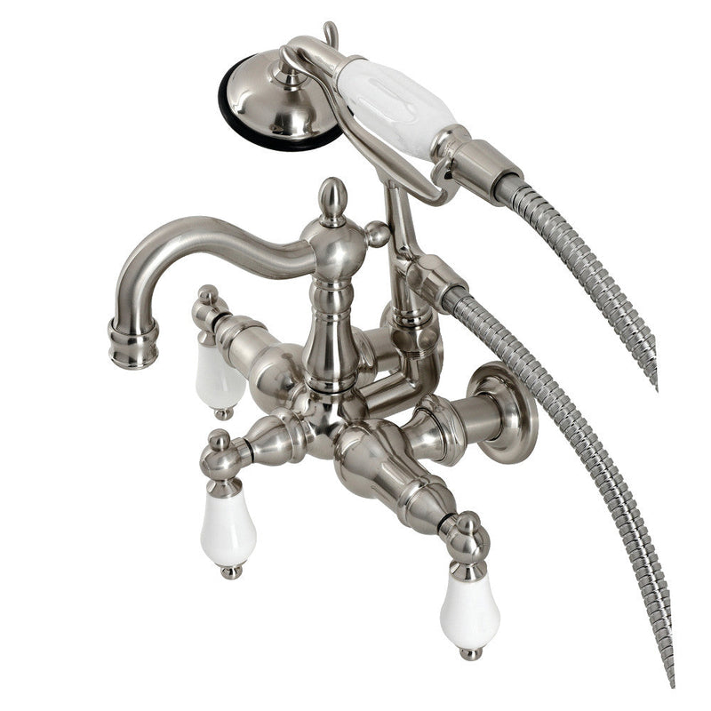 Kingston Brass CA1011T5 Heritage 3-3/8" Tub Wall Mount Clawfoot Tub Faucet with Hand Shower,