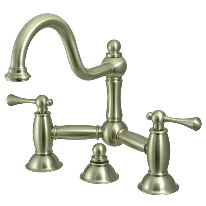 Kingston Brass KS3918BL Restoration Bathroom Bridge Faucet, Brushed Nickel