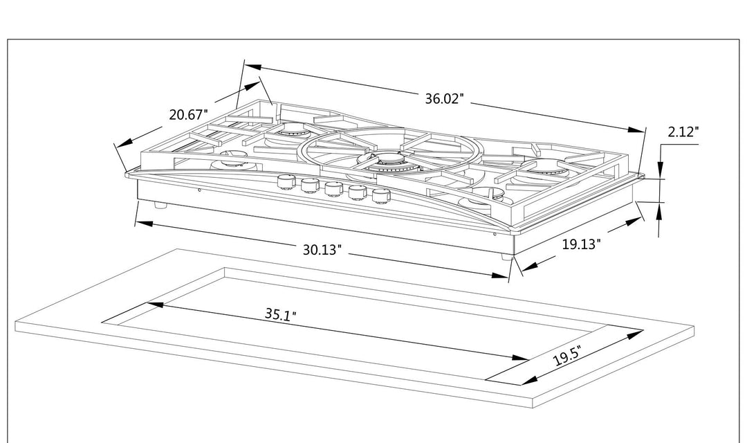 Empava  36 in. Built-in Gas Cooktops 36GC22