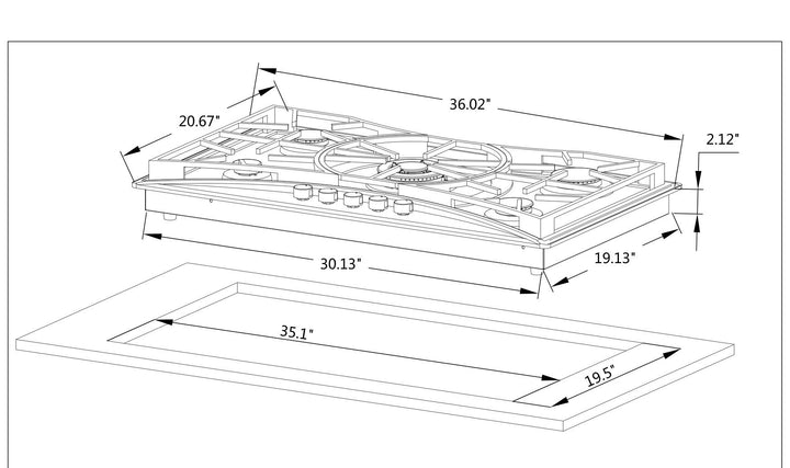 Empava  36 in. Built-in Gas Cooktops 36GC22