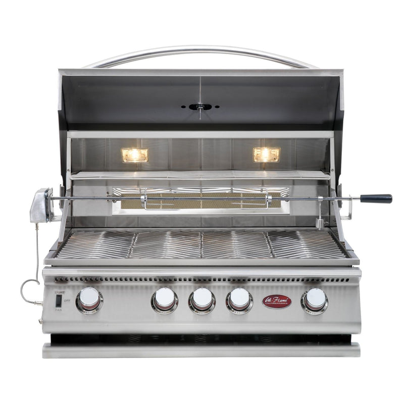 Cal Flame P4 32 Inch 4 Burner Built-In Grill with Rotisserie, Griddle BBQ19P04