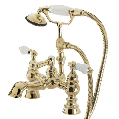 Kingston Brass CC1154T8 Vintage 7-Inch Deck Mount Tub Faucet with Hand Shower,