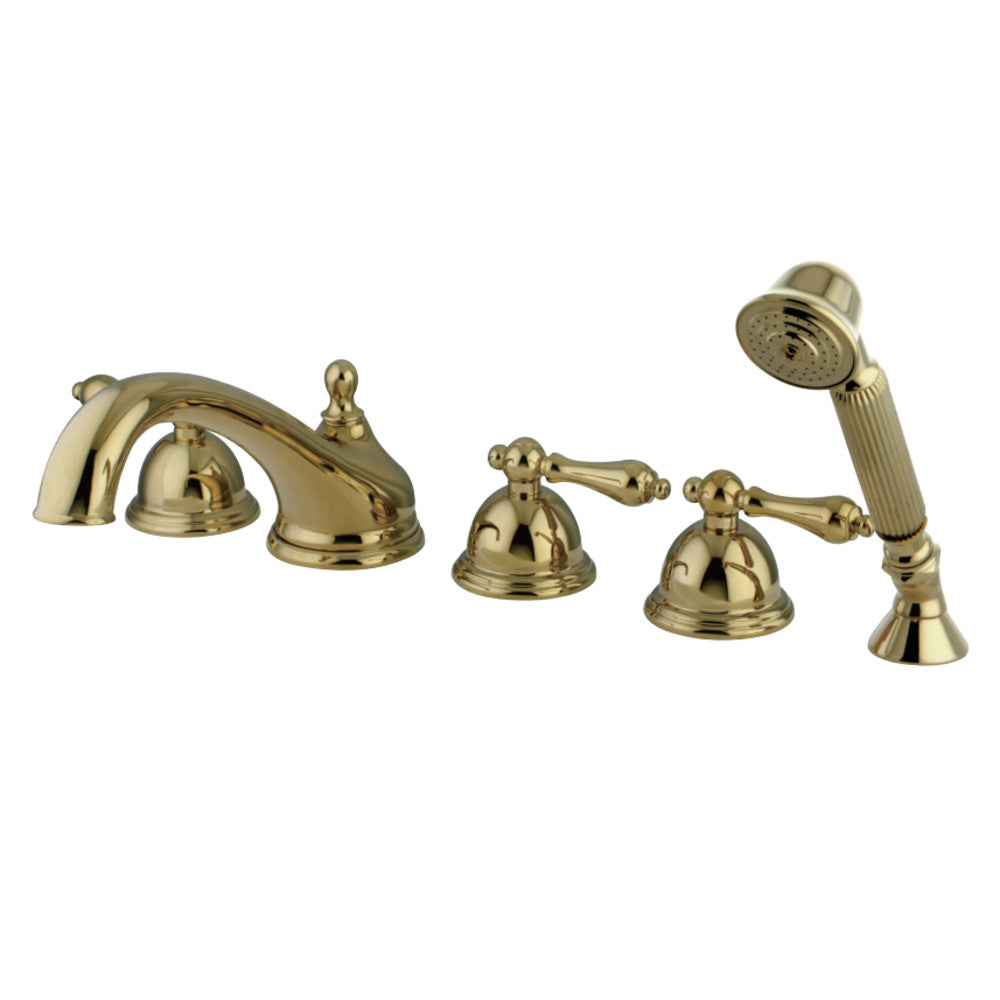 Kingston Brass KS33525AL Roman Tub Faucet with Hand Shower, Polished Brass