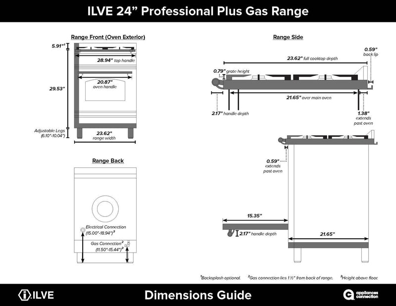 ILVE 24 in. Professional Plus Series Single Oven Propane Gas Burner and Oven in Glossy Black with Chrome Trim, UPW60DVGGNXLP
