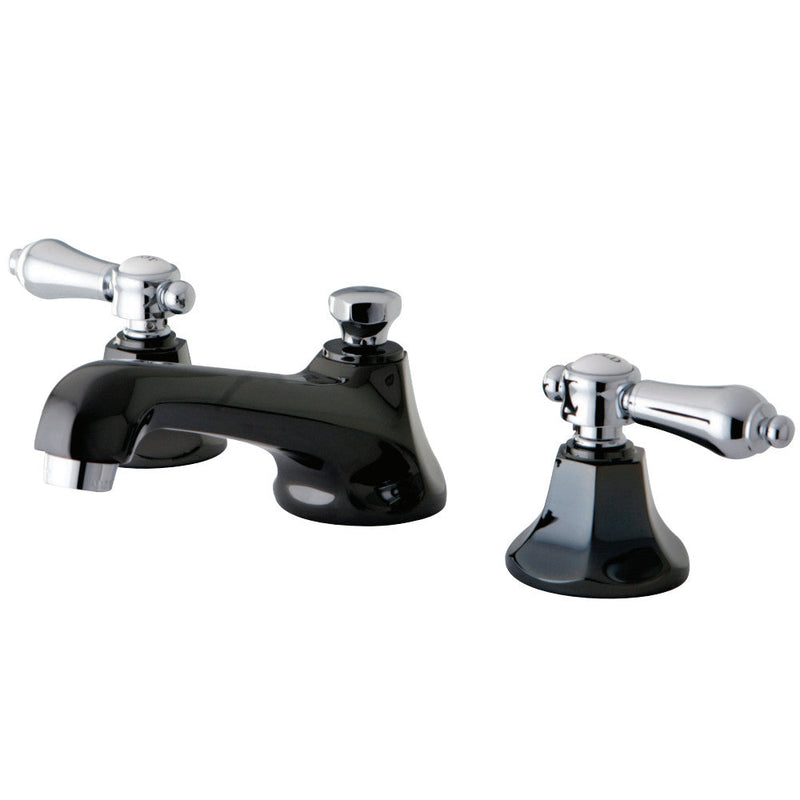 Kingston Brass NS4467BAL Widespread Bathroom Faucet, Black Stainless Steel/Polished Chrome