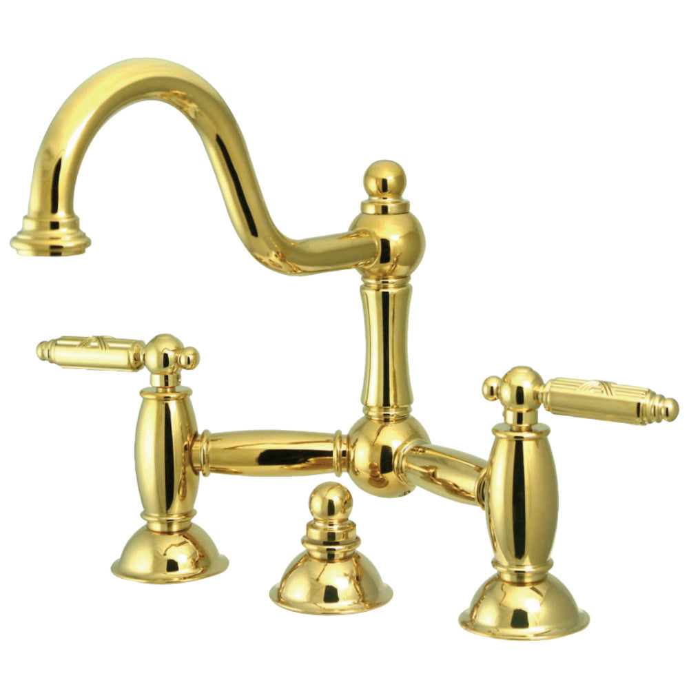 Kingston Brass KS3918GL Restoration Bathroom Bridge Faucet, Brushed Nickel