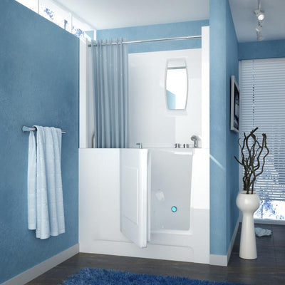 MediTub Walk-In-Tub 27 x 47 Right Drain White Bathtub with Shower Stall (2747 Series)