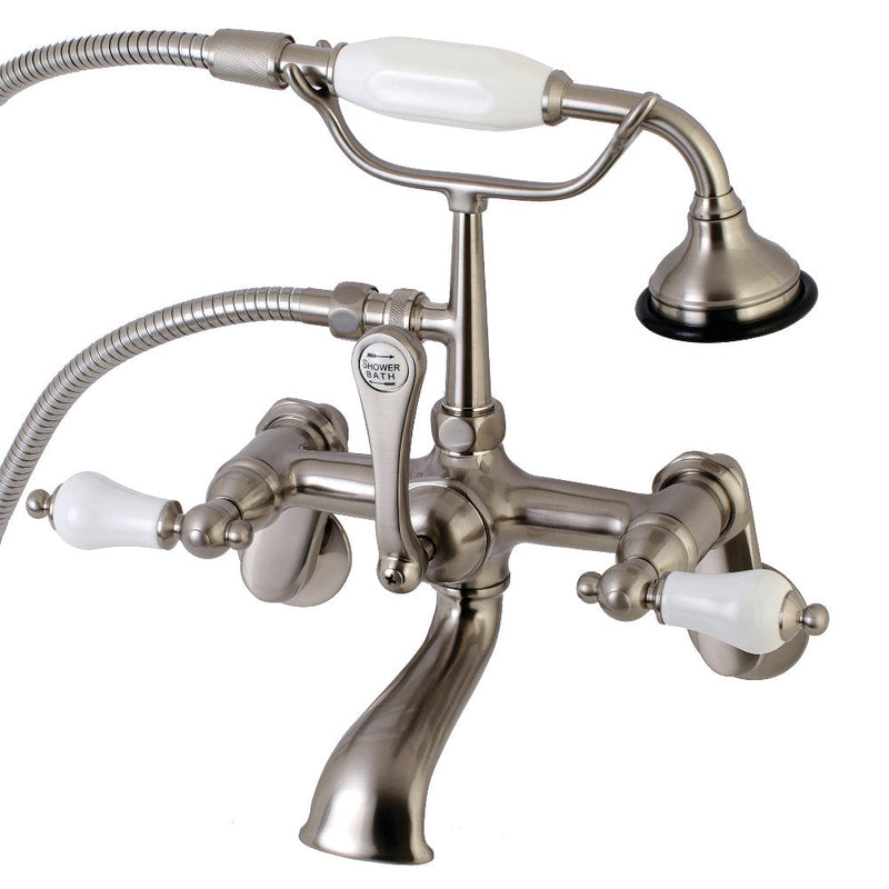 Kingston Brass AE55T7 Aqua Vintage Wall Mount Tub Faucet with Hand Shower,