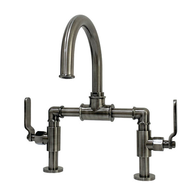 Kingston Brass KS2171KL Whitaker Industrial Style Bridge Bathroom Faucet with Pop-Up Drain, Polished Chrome