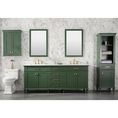 Legion Furniture 80" Vogue Green Double Single Sink Vanity Cabinet With Carrara White Quartz Top WLF2280-VG