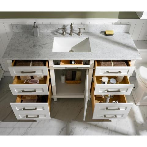 Legion Furniture 60" White Finish Single Sink Vanity Cabinet With Carrara White Top WLF2260SW