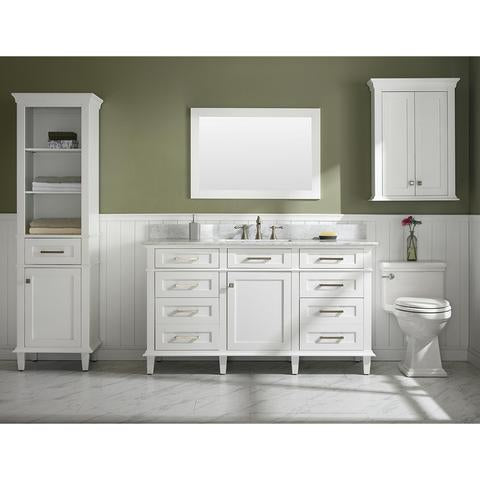 Legion Furniture 60" White Finish Single Sink Vanity Cabinet With Carrara White Top WLF2260SW