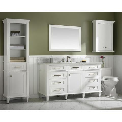 Legion Furniture 60" White Finish Single Sink Vanity Cabinet With Carrara White Top WLF2160S-W