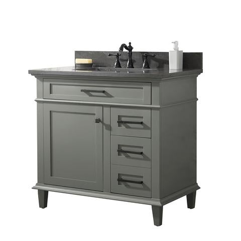 Legion Furniture 36" Pewter Green Finish Sink Vanity Cabinet With Blue Lime Stone Top WLF2236PG