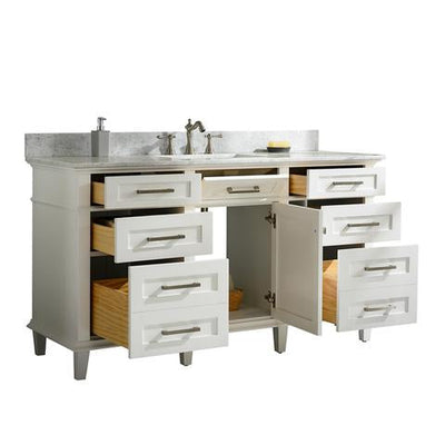 Legion Furniture 60" White Finish Single Sink Vanity Cabinet With Carrara White Top WLF2260SW