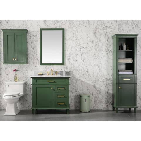 Legion Furniture 36" Vogue Green Finish Sink Vanity Cabinet With Carrara White Top WLF2236-VG