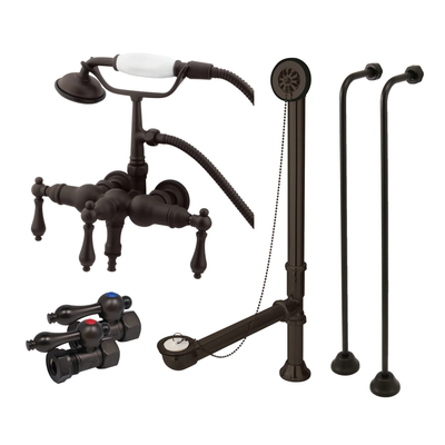 Kingston Brass CCK19T5A Vintage Wall Mount Clawfoot Tub Faucet Package with Supply Line,