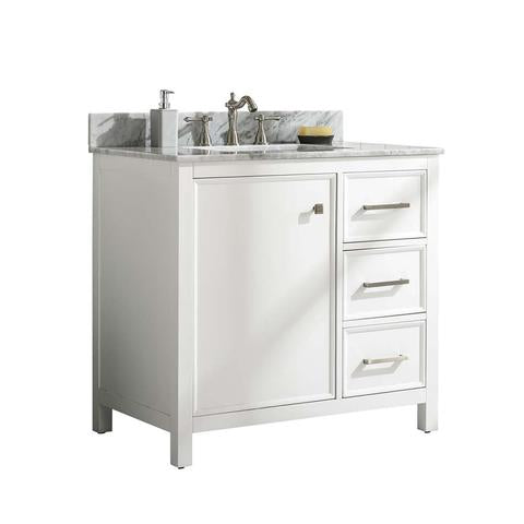 Legion Furniture 36" White Finish Sink Vanity Cabinet With Carrara White Top WLF2136W