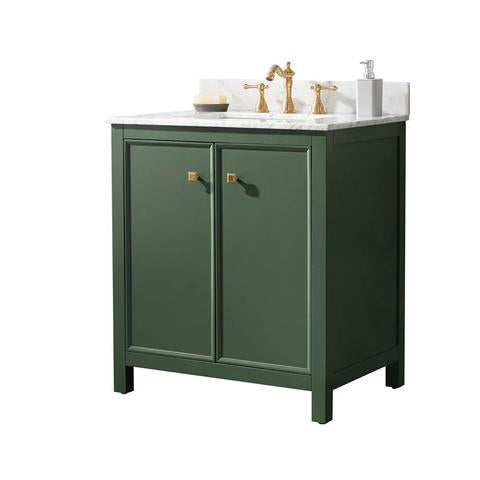 Legion Furniture 30" Vogue Green Finish Sink Vanity Cabinet With Carrara White Top WLF2130VG