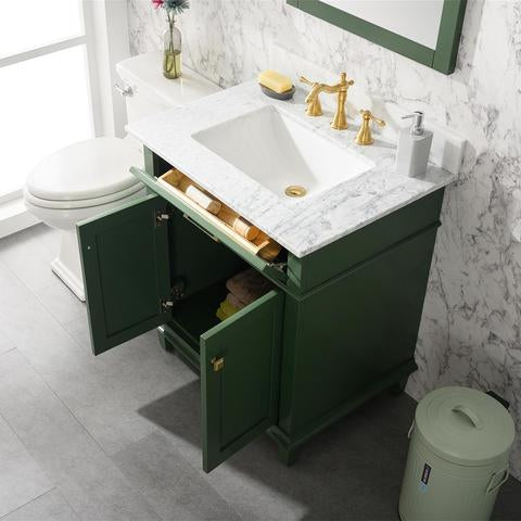 Legion Furniture 30" Vogue Green Finish Sink Vanity Cabinet With Carrara White Top WLF2230VG