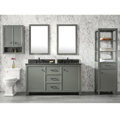 Legion Furniture 60" Pewter Green Finish Double Sink Vanity Cabinet With Blue Lime Stone Top WLF2160DPG